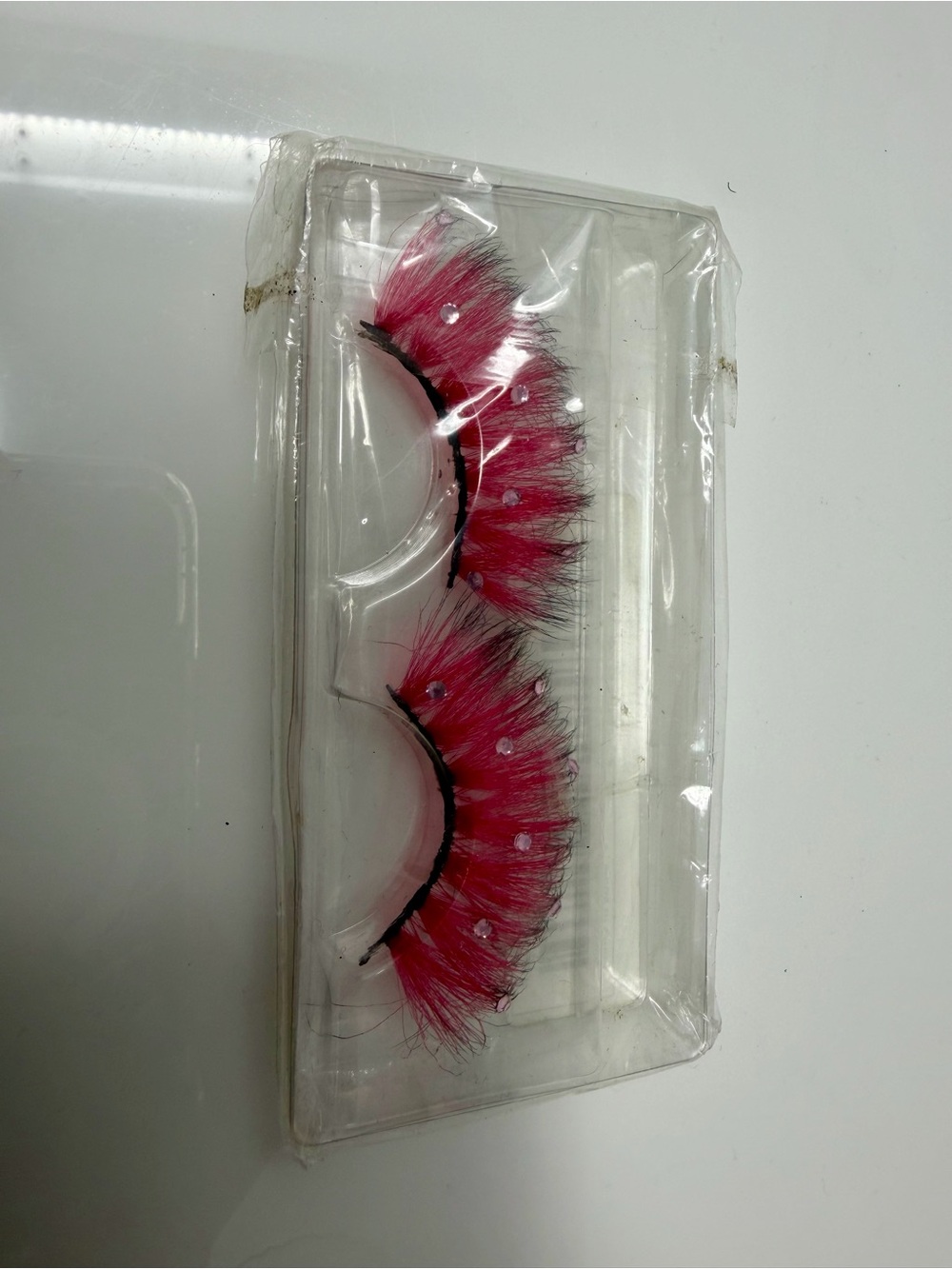 Pink Feather Rhinestone False Eyelashes for Women Makeup